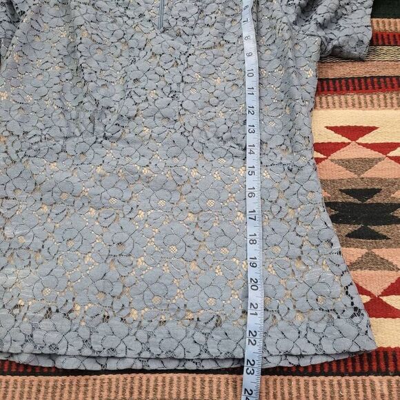 Lily‎ Ashwell Blue Eyelet Floral Blouse Sz S/XS Cotton Silk Cottagecore Romantic - Picture 6 of 6